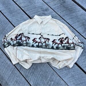 Vintage Western Pearl Snap Button Up Shirt